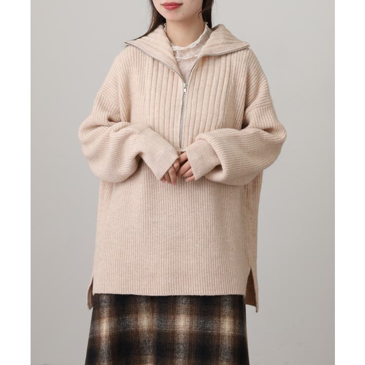 ビッグカラー風 ハーフZIP プルオーバーもっちり ニット トップス | atONE | 詳細画像14 