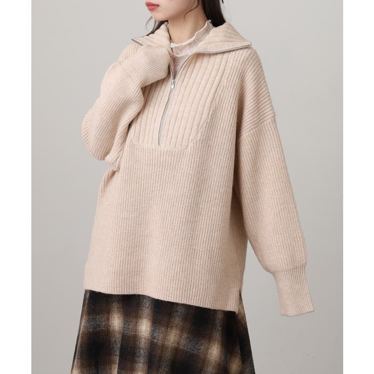 ビッグカラー風 ハーフZIP プルオーバーもっちり ニット トップス | atONE | 詳細画像16 