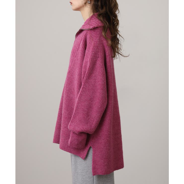 ビッグカラー風 ハーフZIP プルオーバーもっちり ニット トップス | atONE | 詳細画像19 