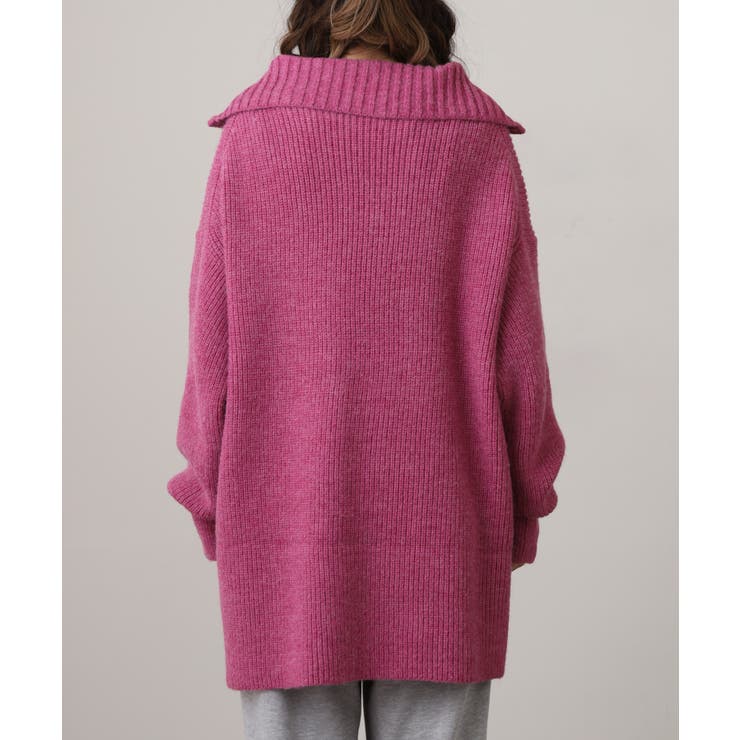 ビッグカラー風 ハーフZIP プルオーバーもっちり ニット トップス | atONE | 詳細画像20 