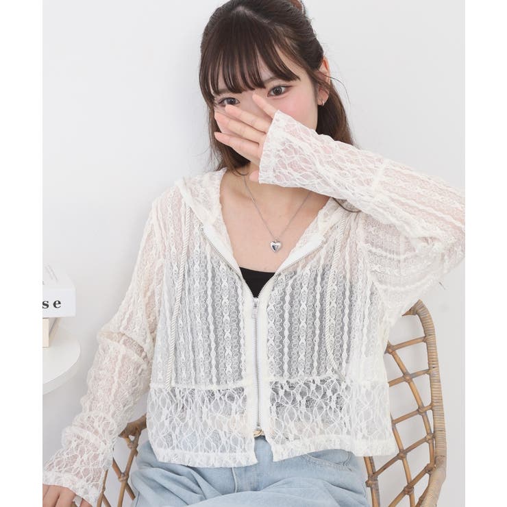 レース切替フードシャツブルゾン | atONE | 詳細画像1 