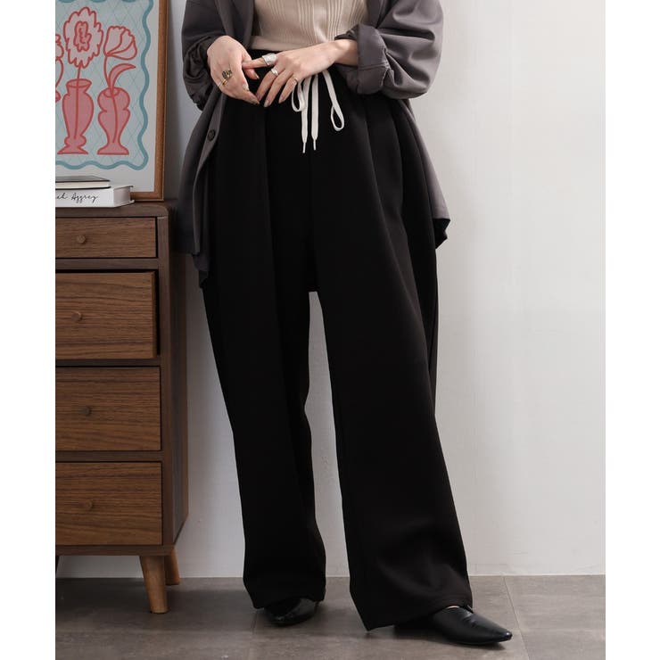 ブラック | スエットコクーンイージーパンツ セットアップ対応 | atONE