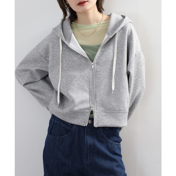 杢グレー | スウェットドルマンWジップフードパーカー セットアップ対応 | atONE