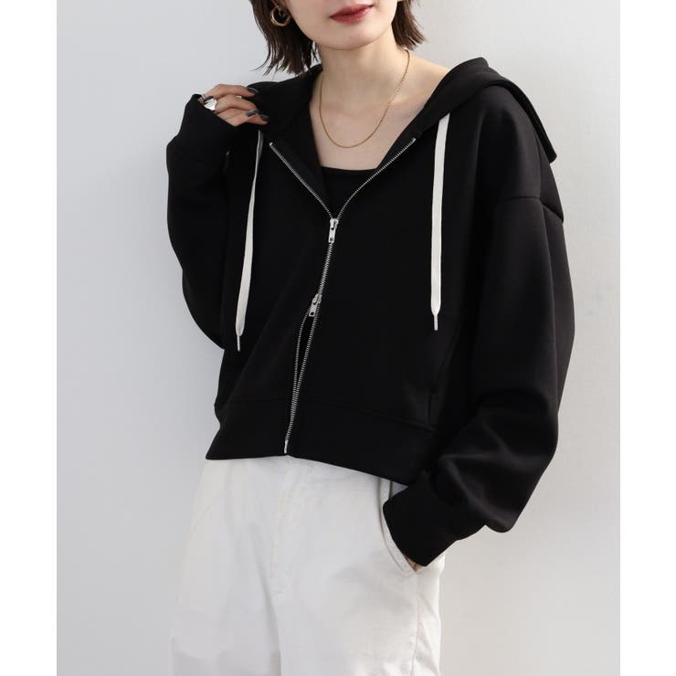 ブラック | スウェットドルマンWジップフードパーカー セットアップ対応 | atONE