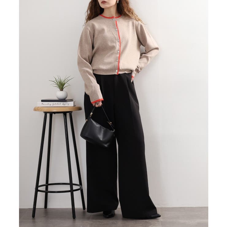 レイヤード風配色ニットカーディガン | atONE | 詳細画像7 