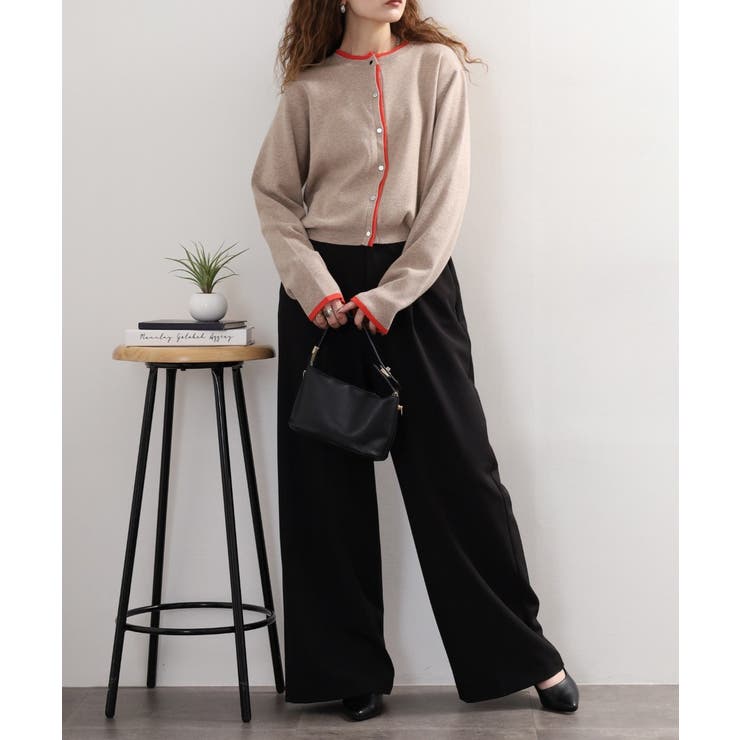 レイヤード風配色ニットカーディガン | atONE | 詳細画像8 