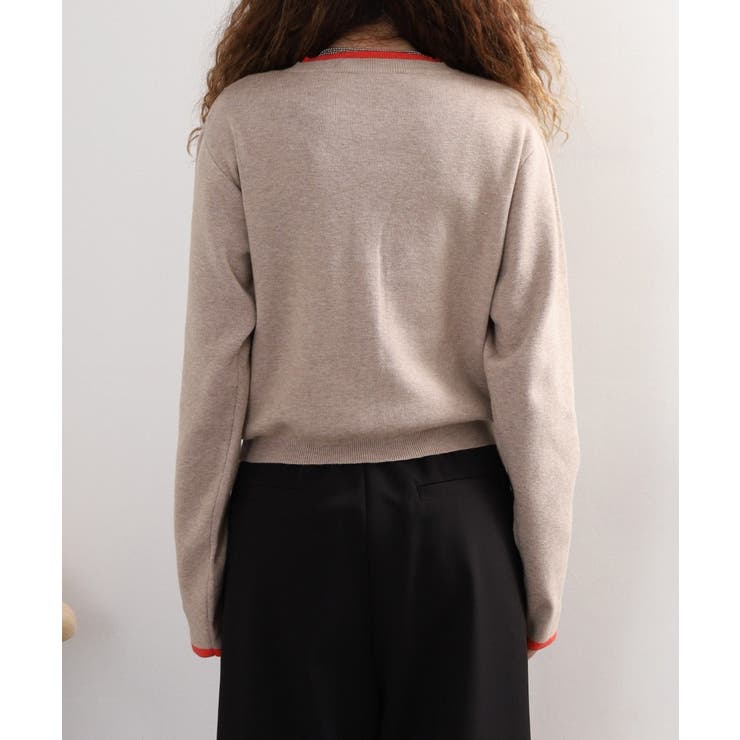 レイヤード風配色ニットカーディガン | atONE | 詳細画像9 