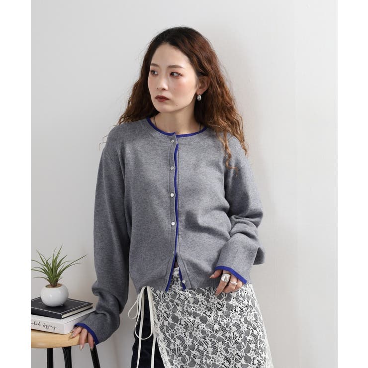 レイヤード風配色ニットカーディガン | atONE | 詳細画像10 