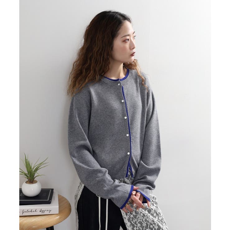 レイヤード風配色ニットカーディガン | atONE | 詳細画像13 