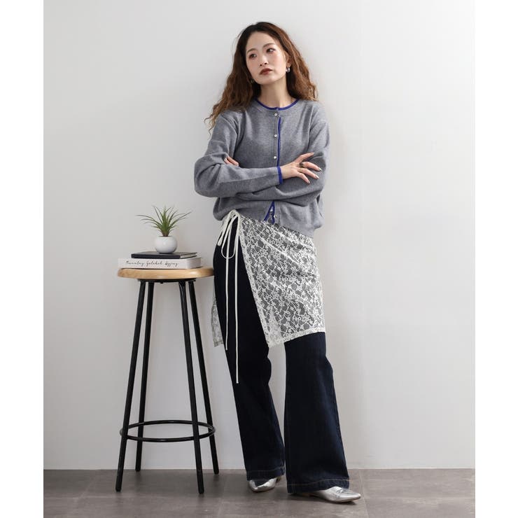 レイヤード風配色ニットカーディガン | atONE | 詳細画像16 