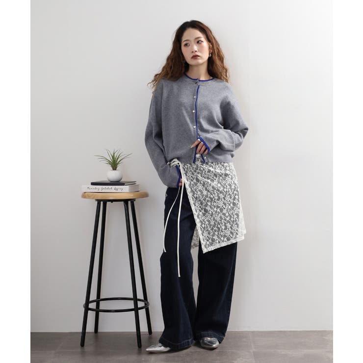 レイヤード風配色ニットカーディガン | atONE | 詳細画像17 