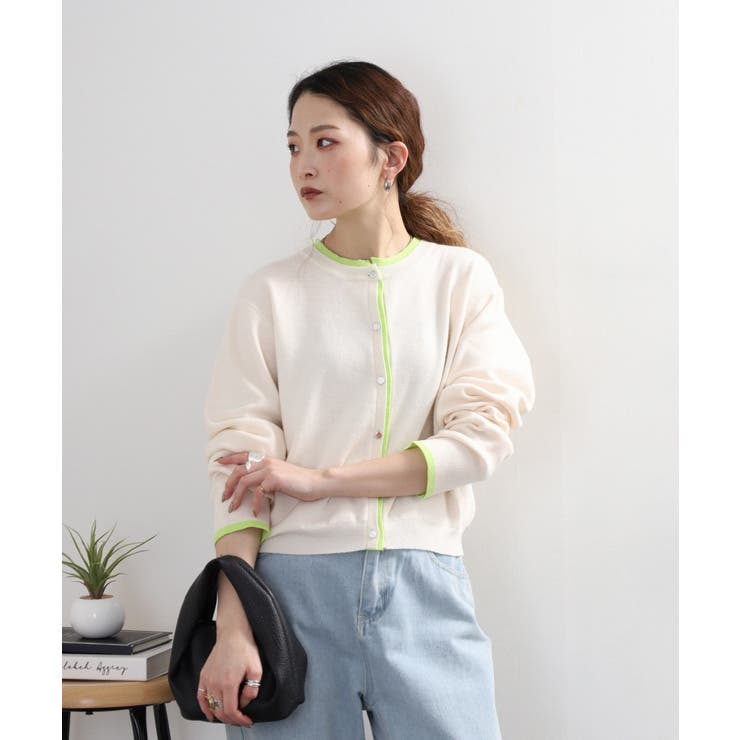 レイヤード風配色ニットカーディガン | atONE | 詳細画像19 