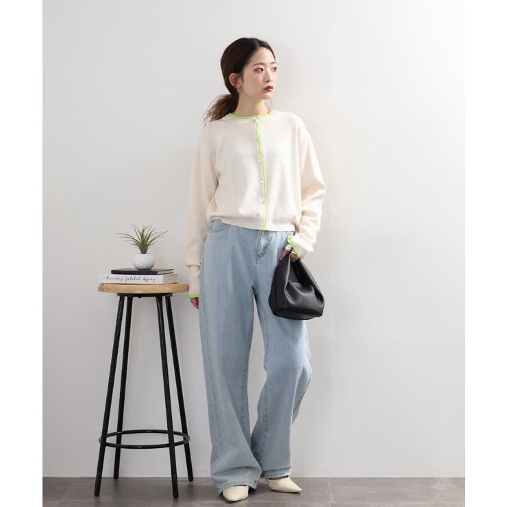 レイヤード風配色ニットカーディガン | atONE | 詳細画像24 