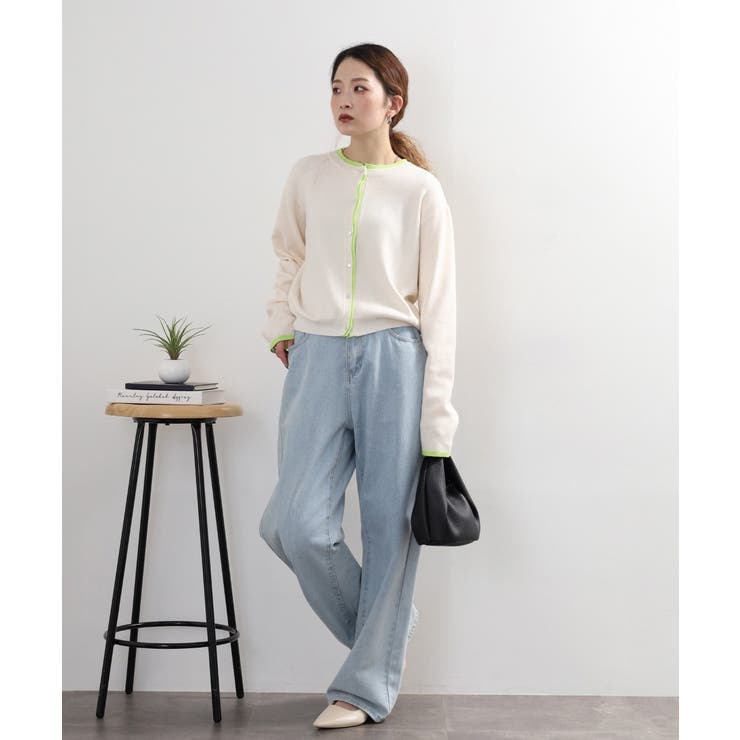 レイヤード風配色ニットカーディガン | atONE | 詳細画像25 