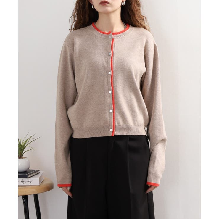 レイヤード風配色ニットカーディガン | atONE | 詳細画像26 