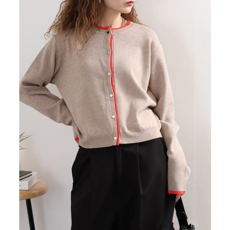 レイヤード風配色ニットカーディガン | atONE | 詳細画像4 