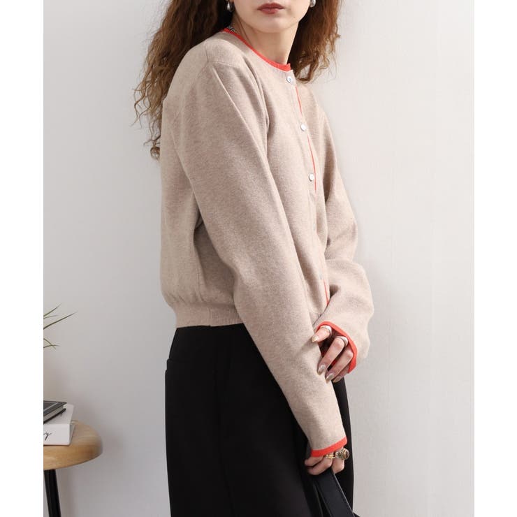 レイヤード風配色ニットカーディガン | atONE | 詳細画像5 