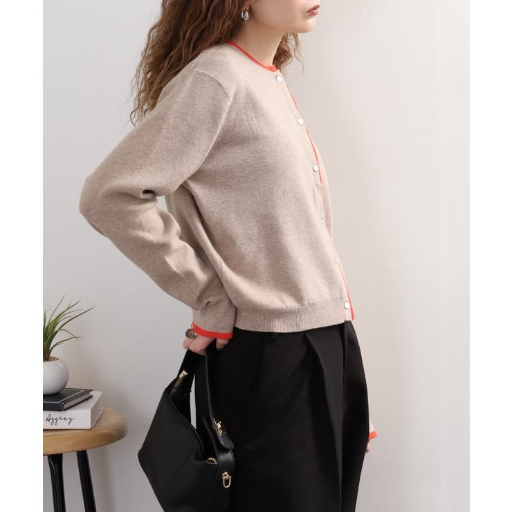 レイヤード風配色ニットカーディガン | atONE | 詳細画像6 