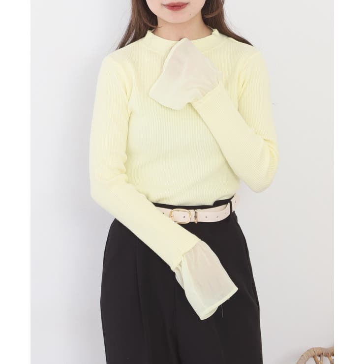 シアーカフスフレアスリーブハイネックニットプルオーバー | atONE | 詳細画像8 