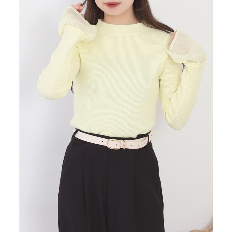 シアーカフスフレアスリーブハイネックニットプルオーバー | atONE | 詳細画像10 