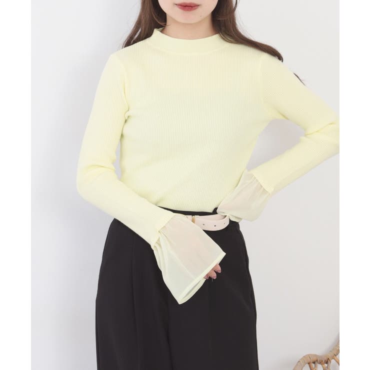 シアーカフスフレアスリーブハイネックニットプルオーバー | atONE | 詳細画像11 