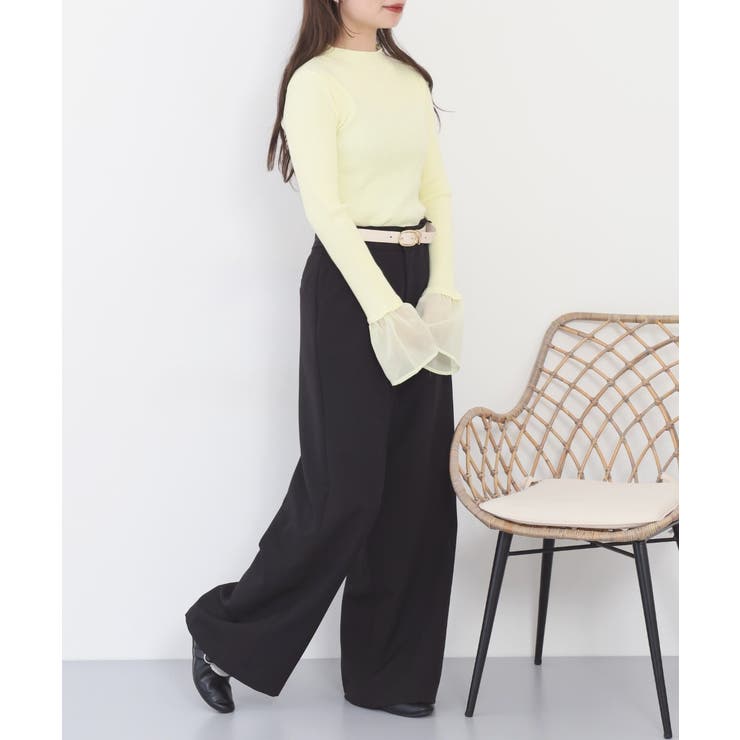 シアーカフスフレアスリーブハイネックニットプルオーバー | atONE | 詳細画像13 