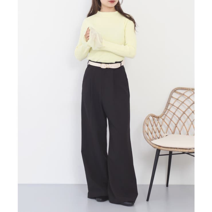 シアーカフスフレアスリーブハイネックニットプルオーバー | atONE | 詳細画像14 