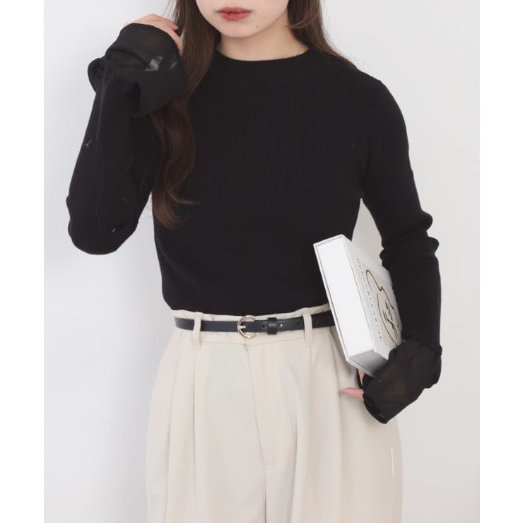 シアーカフスフレアスリーブハイネックニットプルオーバー | atONE | 詳細画像16 