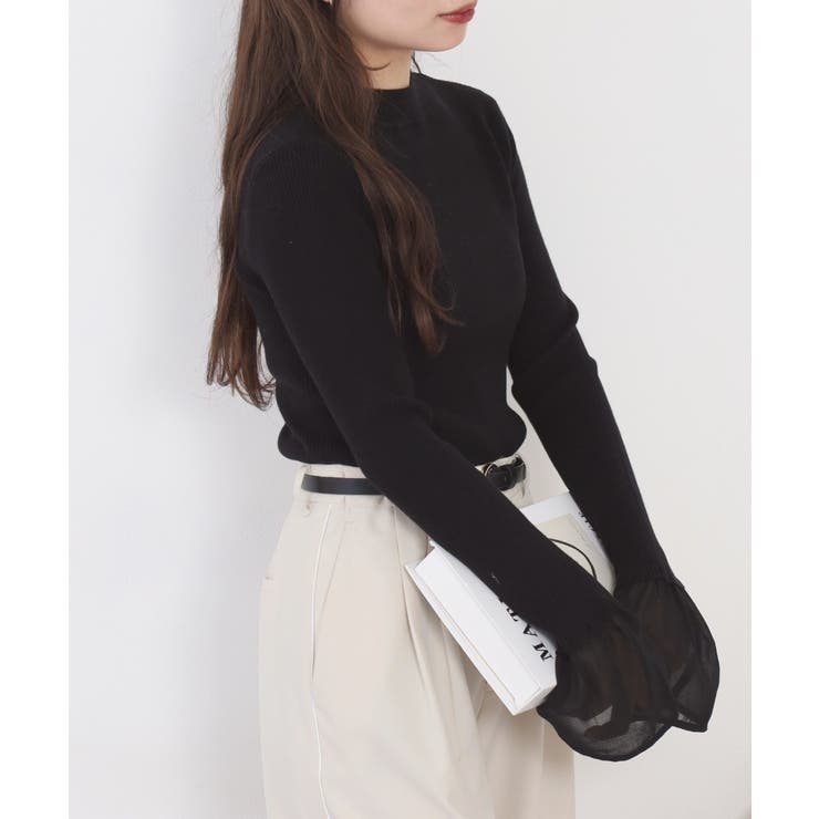 シアーカフスフレアスリーブハイネックニットプルオーバー | atONE | 詳細画像18 