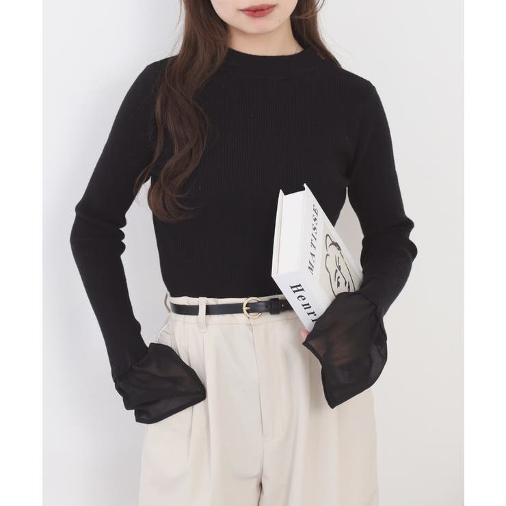 シアーカフスフレアスリーブハイネックニットプルオーバー | atONE | 詳細画像19 