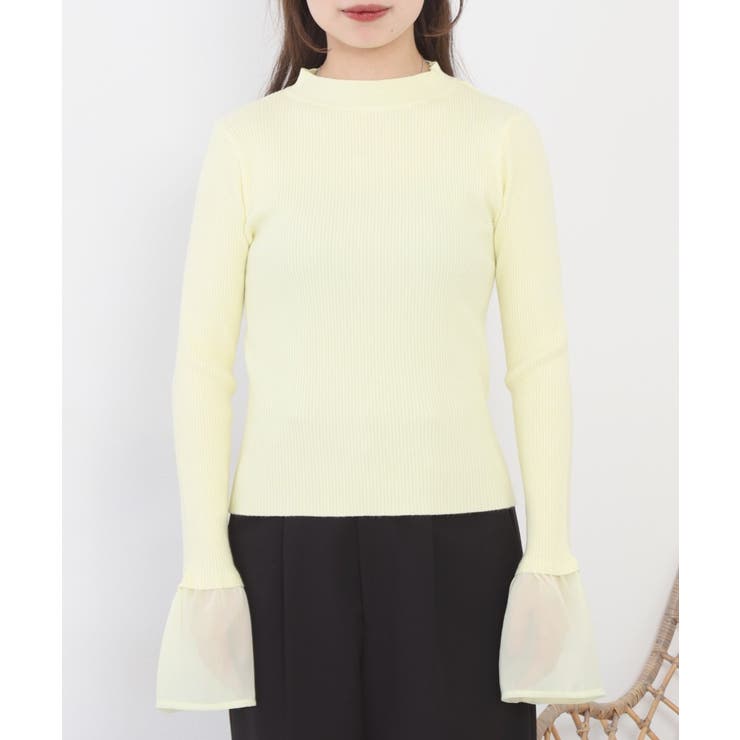 シアーカフスフレアスリーブハイネックニットプルオーバー | atONE | 詳細画像21 