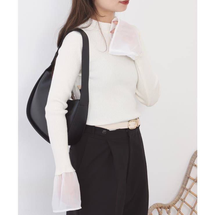 シアーカフスフレアスリーブハイネックニットプルオーバー | atONE | 詳細画像2 