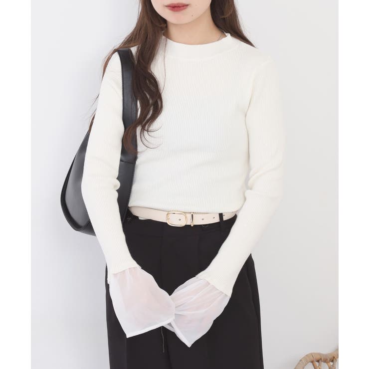 シアーカフスフレアスリーブハイネックニットプルオーバー | atONE | 詳細画像5 