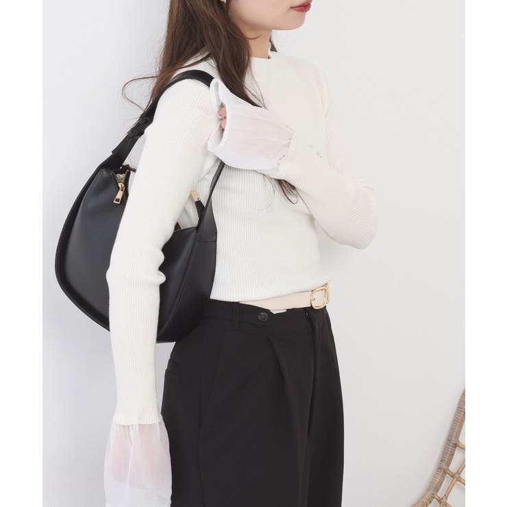 シアーカフスフレアスリーブハイネックニットプルオーバー | atONE | 詳細画像6 