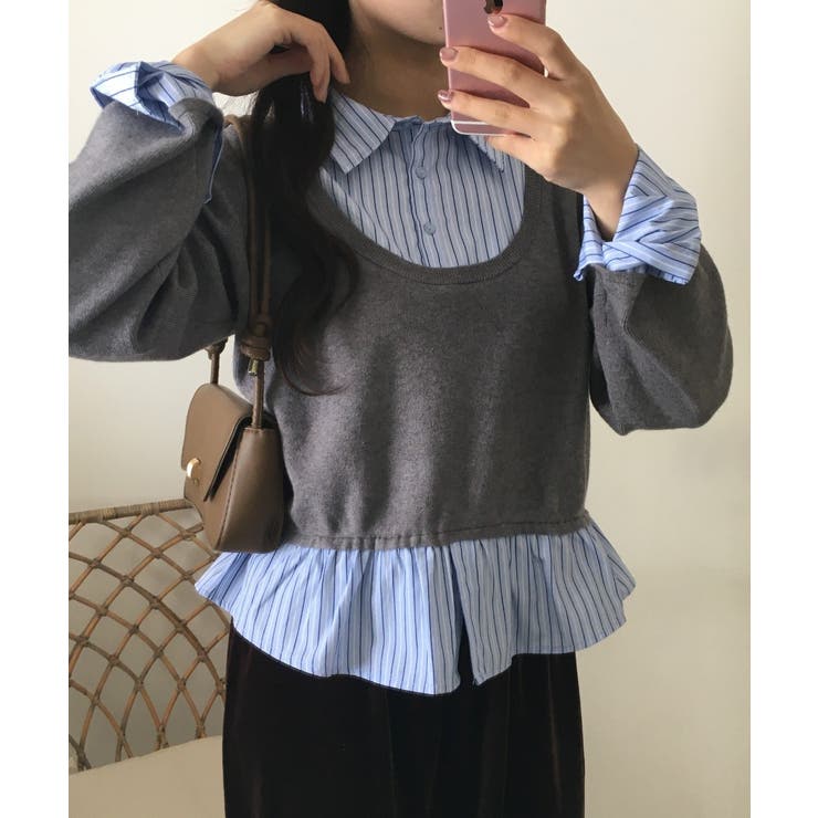 グレー | レイヤード風プルオーバートップス | atONE