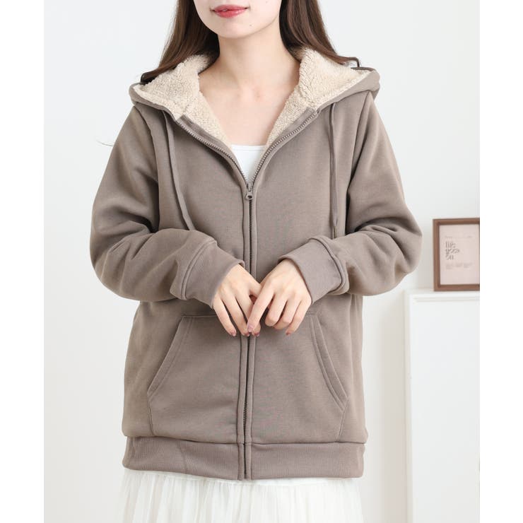 裏ボアジップアップパーカー | atONE | 詳細画像10 