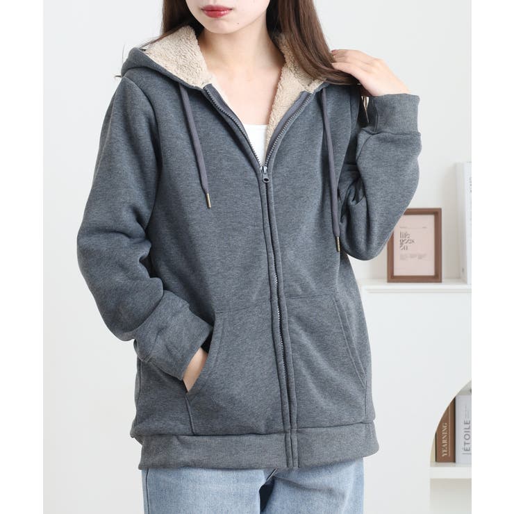 裏ボアジップアップパーカー | atONE | 詳細画像17 