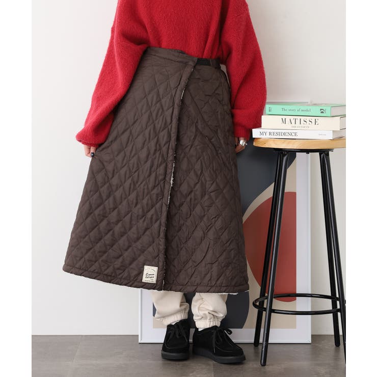 2WAY 裏ボアキルト無地ロング巻きスカート | atONE | 詳細画像11 