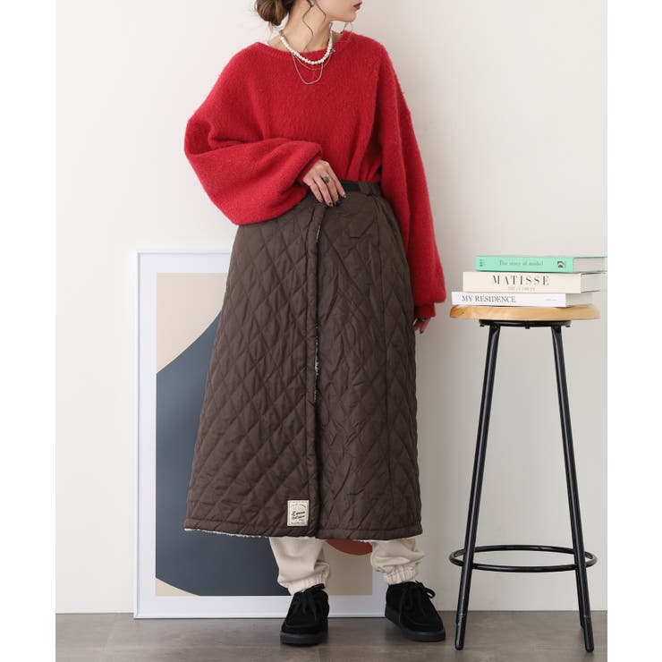 2WAY 裏ボアキルト無地ロング巻きスカート | atONE | 詳細画像12 