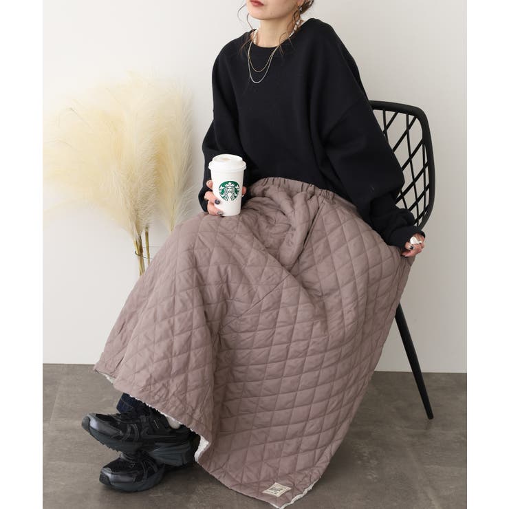 2WAY 裏ボアキルト無地ロング巻きスカート | atONE | 詳細画像1 