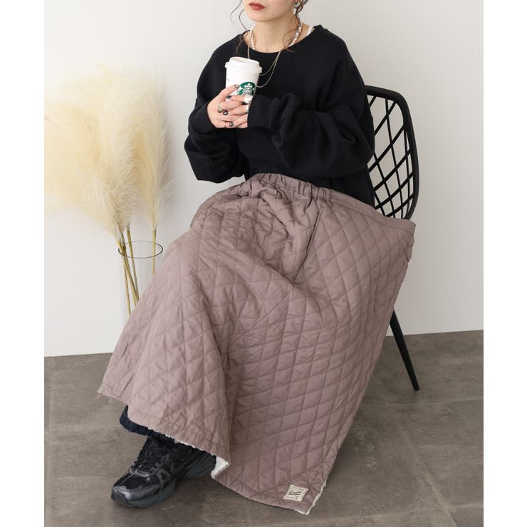 2WAY 裏ボアキルト無地ロング巻きスカート | atONE | 詳細画像2 