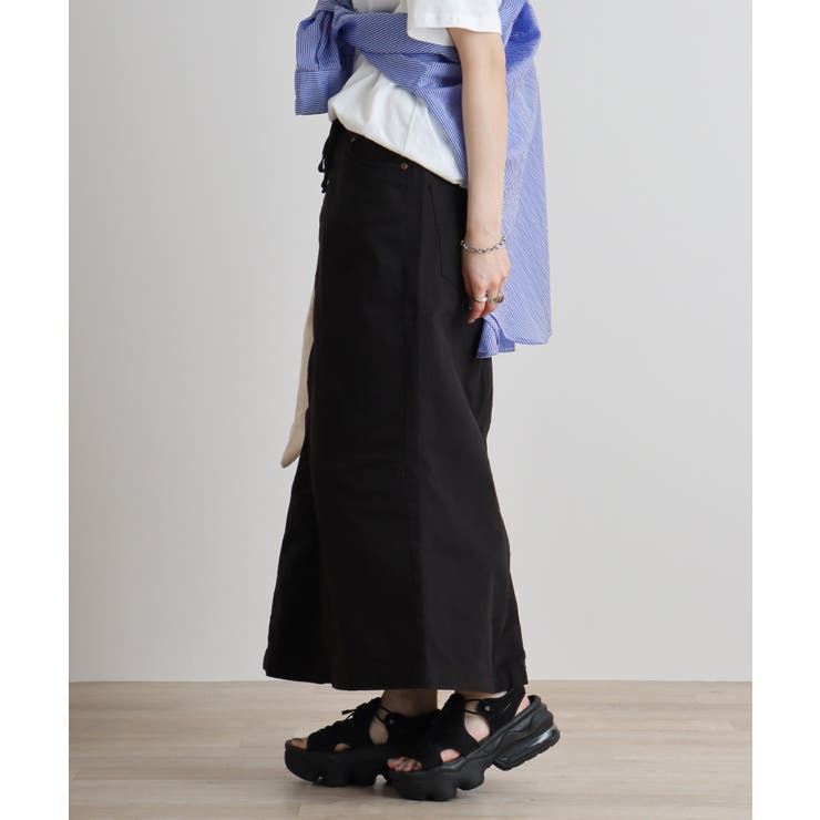 ブラック | ストレッチツイル ロングスカート | atONE