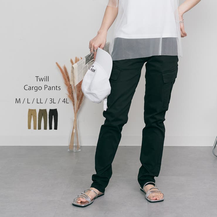 ブラック | ツイルカーゴパンツ | atONE