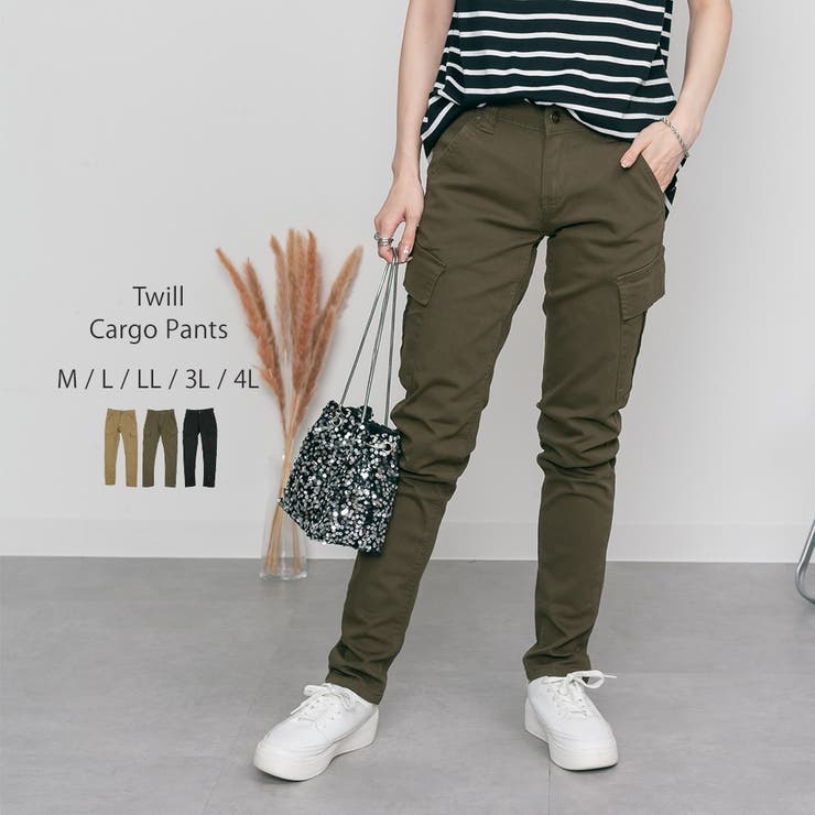 カーキ | ツイルカーゴパンツ | atONE