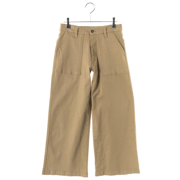 ベージュ | ツイルワイドベイカーパンツ ゆったり リラックス | atONE