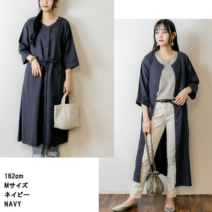 ADORE】麻レーヨンストレッチワンピース ウエストリボン 半袖 38