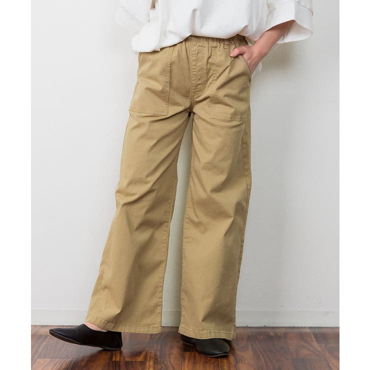 ベージュ | ウエストゴムストレッチツイルベイカーパンツ | atONE
