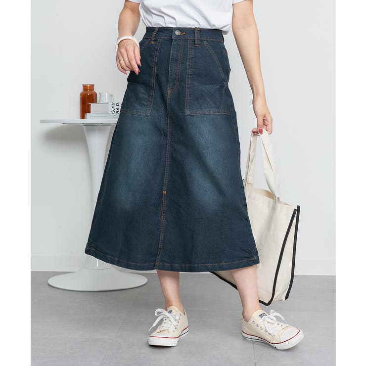 9.5OZストレッチデニムベイカースカート | atONE | 詳細画像11 