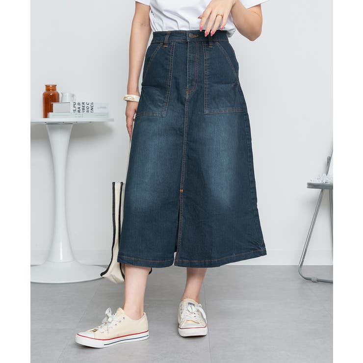 9.5OZストレッチデニムベイカースカート | atONE | 詳細画像12 