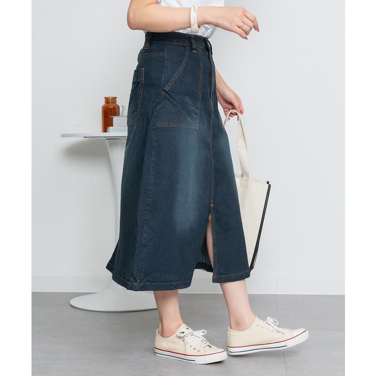 9.5OZストレッチデニムベイカースカート | atONE | 詳細画像13 